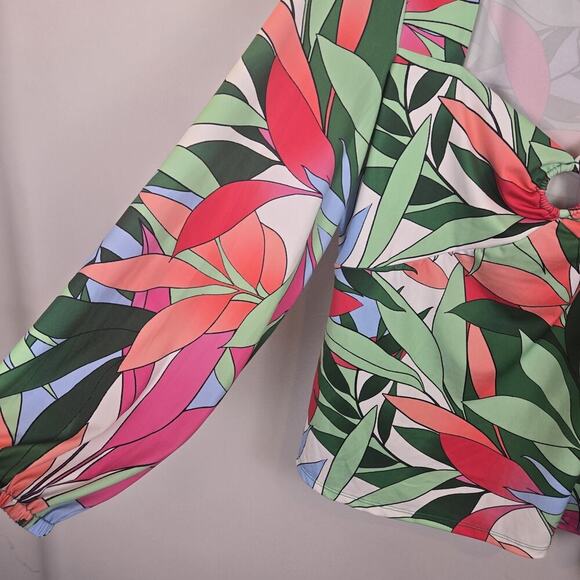 Boston Proper Palma Rainforest Sweetheart Ring Knit Top LARGE Sexy Boho Hippie - Picture 6 of 10